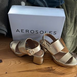 Aerosoles gold platform heels